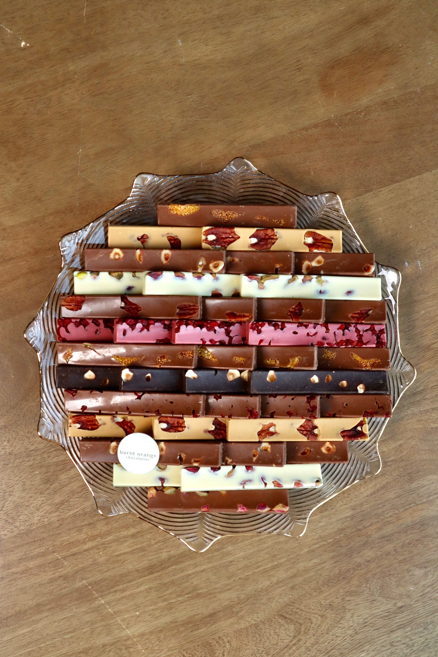 Sticks Nuts & Dried Fruits Glass Plate